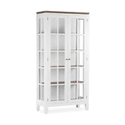 Tömör mindifából készült, modern-vidéki stílusú, kézműves vitrines szekrény.