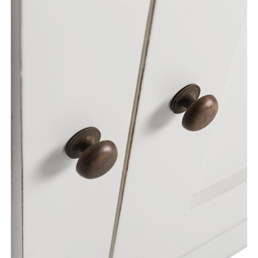 Tömör mindifából készült, modern-vidéki stílusú, kézműves vitrines tálaló.