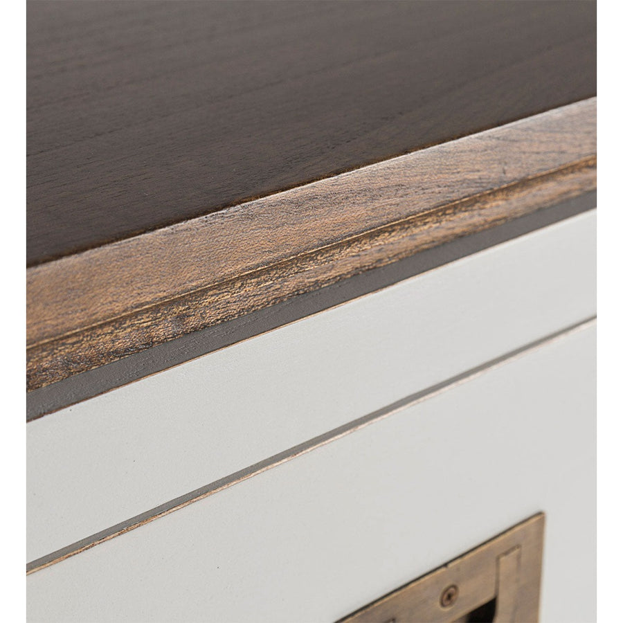 Tömör mindifából készült, modern-vidéki stílusú, kézműves vitrines tálaló.