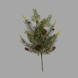 Apró tobozokkal díszített, zöld színű, cédrus fenyő ág műnövény.