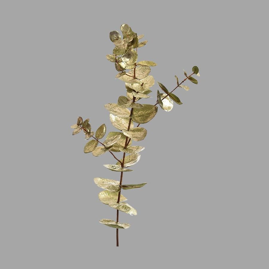 Fényes, aranyszínű levelekkel rendelkező dekor eukaliptusz ág műnövény.