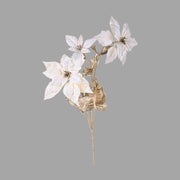 Mű mikulásvirág ág, fényes pezsgőszínű szárral és levelekkel, krém színárnyalatú virágfejekkel.