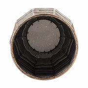 Dombormintás felületű, réz színű, nagyméretű fém kaspó