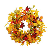Őszi hangulatú, élethű megjelenésű, 60 cm átmérőjű, vidéki vintage stílusú, mesterséges mű, erdei ajtókopogtató koszorú.