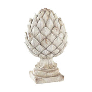 Shabby Chic stílusú, nagyméretű, 41 cm magas, antik krém színű dekoratív toboz dísz