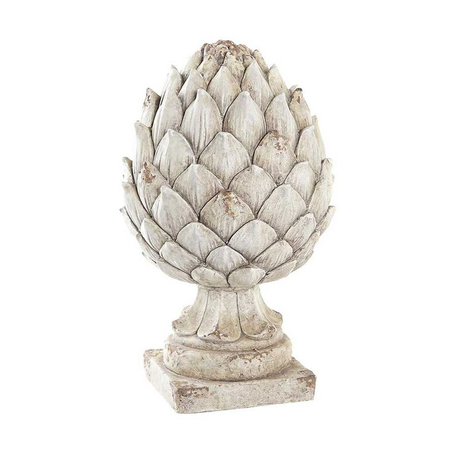 Shabby Chic stílusú, nagyméretű, 41 cm magas, antik krém színű dekoratív toboz dísz