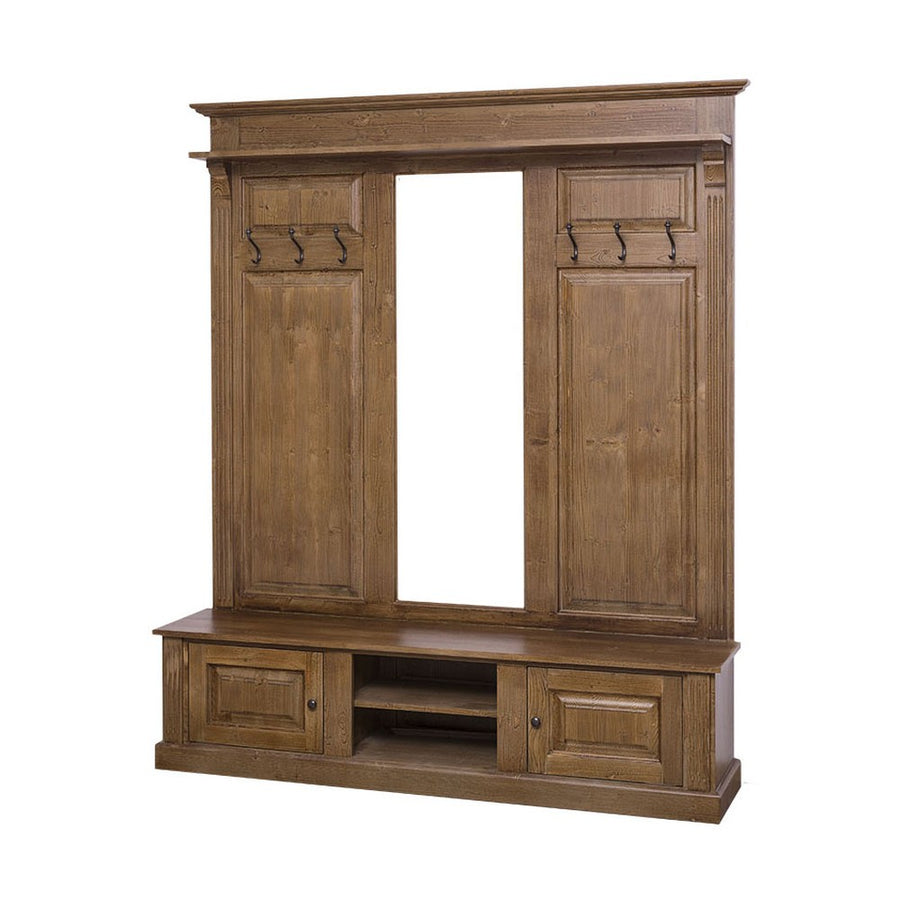 Fenyőfából készült nagyméretű előszobafal tükörrel