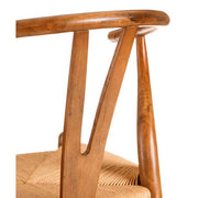 Vintage stílusú, nyírfából készült, natúr színű rattan ülőfelülettel rendelkező, formatervezett kézműves karosszék