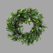 Mű olíva koszorú, 12 darab zöld és sötétbordó színárnyalatú olajbogyóval .