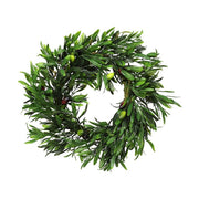 Mű olíva koszorú, 12 darab zöld és sötétbordó színárnyalatú olajbogyóval .