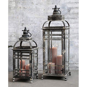 Óriás, 100 cm magas, vintage stílusú, antik szén színű patinás felületű fémből készült lámpás