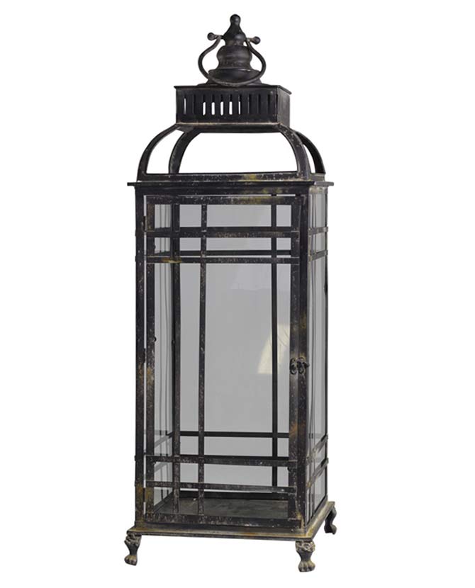 Óriás, 100 cm magas, vintage stílusú, antik szén színű patinás felületű fémből készült lámpás