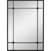 Feketeszínű,, fémből készült, loft stílusú falitükör.
