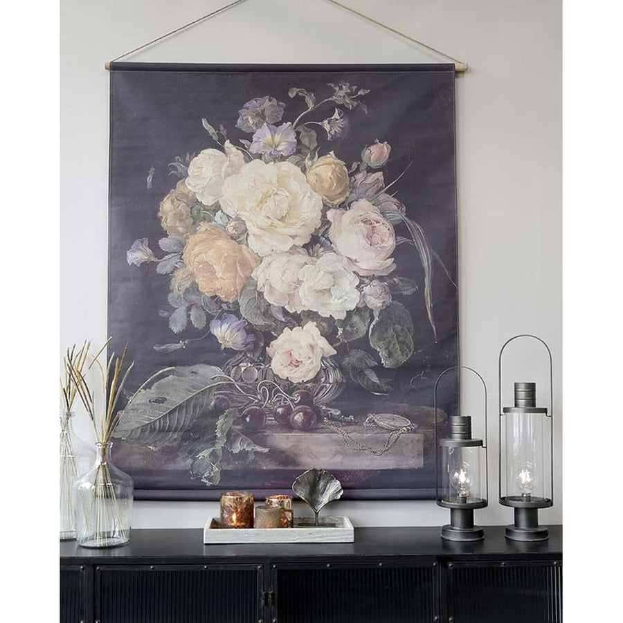 Óriás méretű, 145 cm magas vintage stílusú virágcsendélet vászonprinten