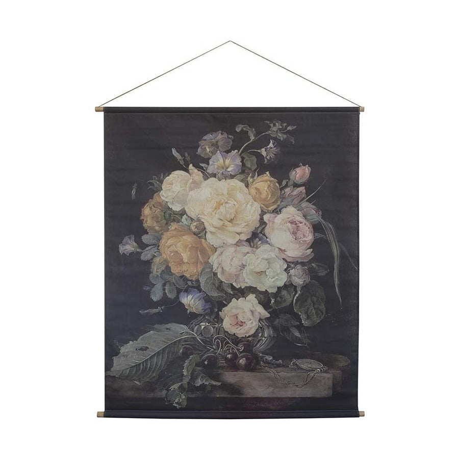 Óriás méretű, 145 cm magas vintage stílusú virágcsendélet vászonprinten