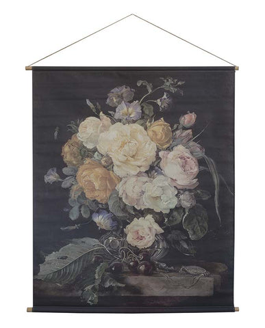 Óriás méretű, 145 cm magas vintage stílusú virágcsendélet vászonprinten