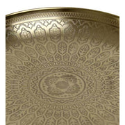 Oriental stílusú, réz színű, maratott keleti indamintákkal díszített fém tálca