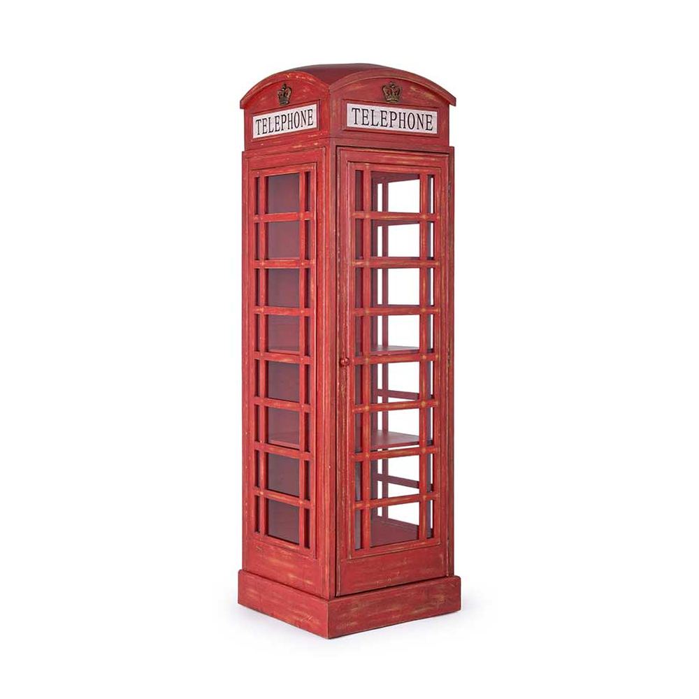 TELEPHONE piros telefonfülke vitrines könyvszekrény 180 cm