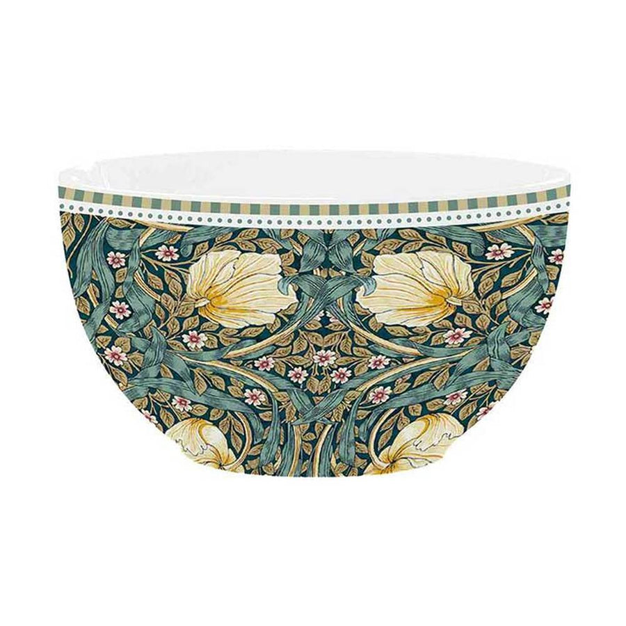 William Morris által tervezett, növényi inda és virágmintákkal díszített, porcelán müzlistálka