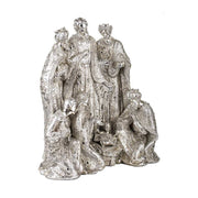 Prémium kategória, exkluzív megjelelésű, 40,5 cm magas, ezüst színű karácsonyi betlehem oldalnézeti képe