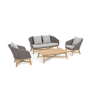 Prémium kategóriás, 2 személyes design kerti kanapé szürke színű párnákkal