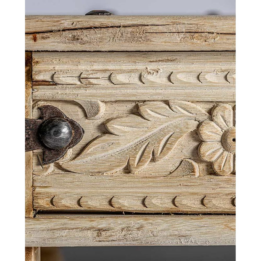 Prémium kategóriás, orientál stílusú, nagyméretű faragott mangófa dohányzóasztal