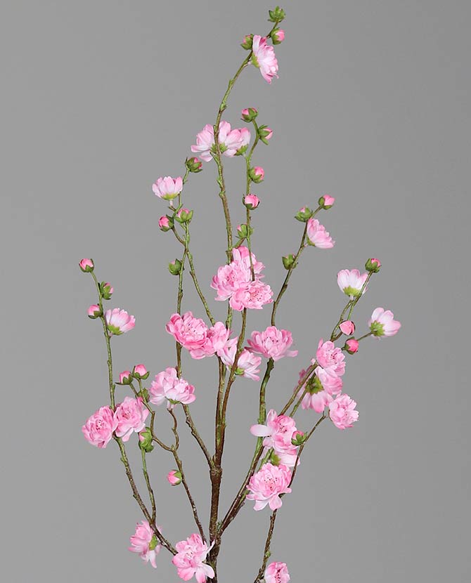 103 cm magas, élethű, rózsaszín színű virágzó mű cseresznyefa ág 