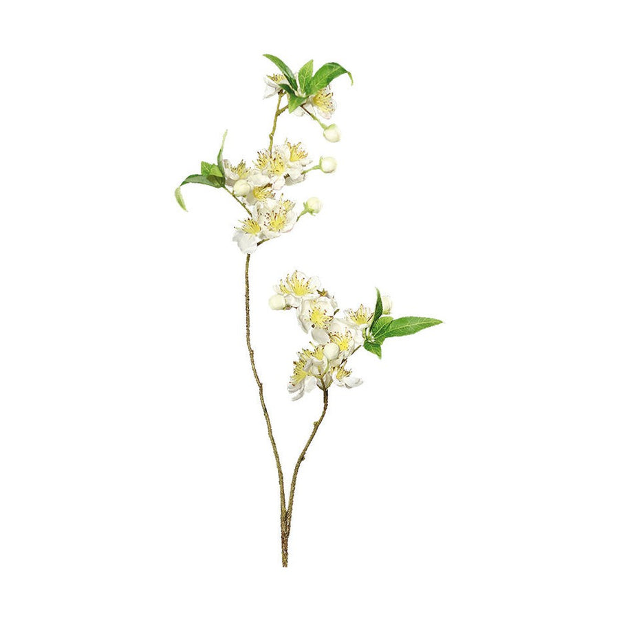 85 cm magas, élethű, krém színű virágzó mű cseresznyefa ág