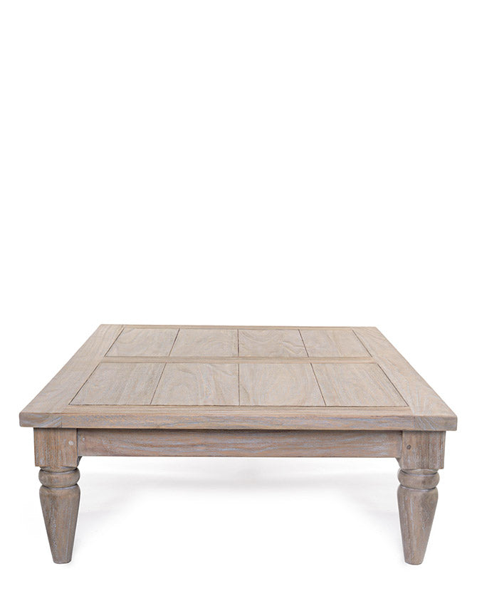 Prémium minőségű, 120 cm hosszú és 80 cm széles, keleti stílusú, homokfúvott felületkezelésű kézműves teakfa kerti asztal