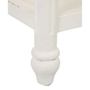 Provanszi stílusú, trópusi mindifából készült, faragott lábú, 72 cm hosszú, finoman antikolt, fehér színű fiókos konzolasztal lába