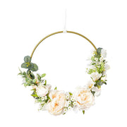 Vintage virágkarika, mesterséges élethű krém és halvány pink színárnyalatú pünkösdirózsából