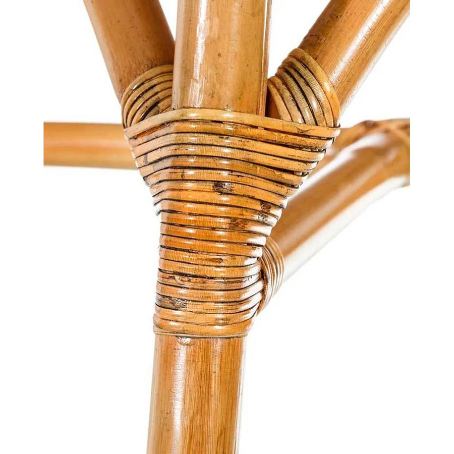 Klasszikus vintage stílusú, rattanból készült, ekrü színű vászon üléses, kézműves étkezőszék