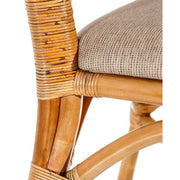 Klasszikus vintage stílusú, rattanból készült, ekrü színű vászon üléses, kézműves étkezőszék