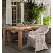 Natúr színű, természetes rattanból készült, kézműves kerti fotel, ekrü színű pamutvászon ülőpárnával.