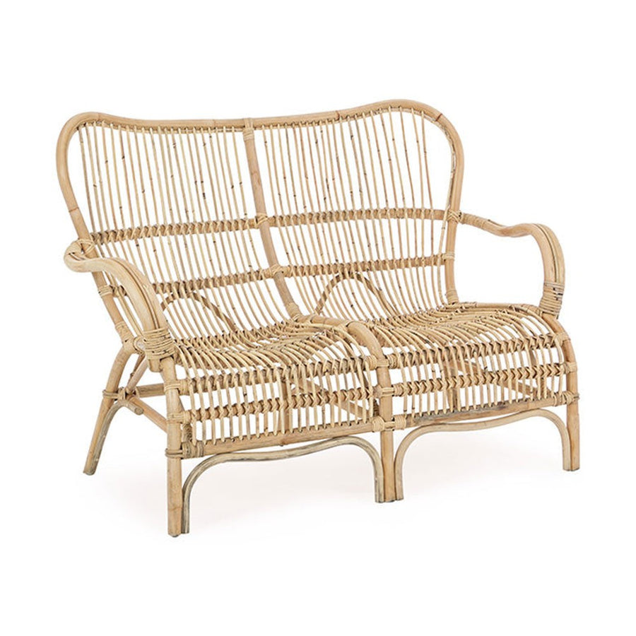 Skandináv és mediterrán stílusú, natúr színű valódi rattanból készült,, 2 személyes Clarita kerti kanapé.