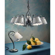 Mázas kerámiából és fémből készült, 5 karú kézműves csillár,