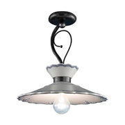 Mázas kerámiából és fémből készült, kézműves mennyezeti lámpa.