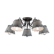 Mázas kerámiából és fémből készült, kézműves mennyezeti lámpa.