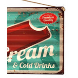 Retro stílusú, hullámlemezes fém reklámtábla, Ice Cream felirattal