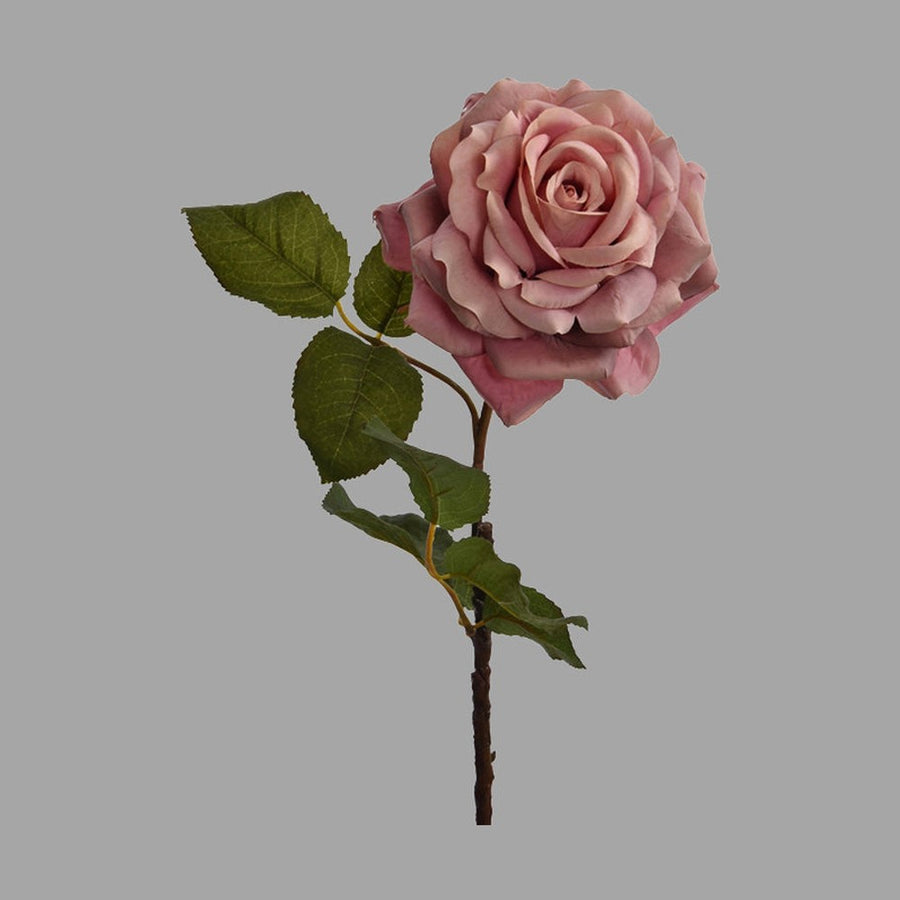 Rózsa művirág, nyílt mályva színű virágfejjel.