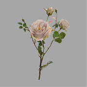 Vintage stílusú,, fáradt bézs színárnyalatú, mű rózsa ág, nyílt és bimbós virágfejekkel.