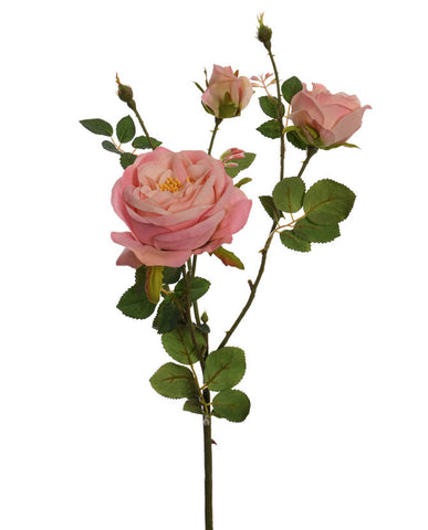 Vintage stílusú, fáradt rózsaszín színű, mesterséges mű rózsa ág.