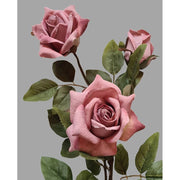 Vintage stílusú, fáradt mályva színű, mesterséges mű rózsa ág.