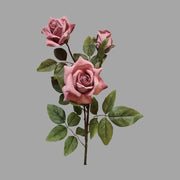 Vintage stílusú, fáradt mályva színű, mesterséges mű rózsa ág.