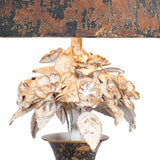 Shabby Chic stílusú, patinás, antikolt fémből készült, nagyméretű asztali lámpa.