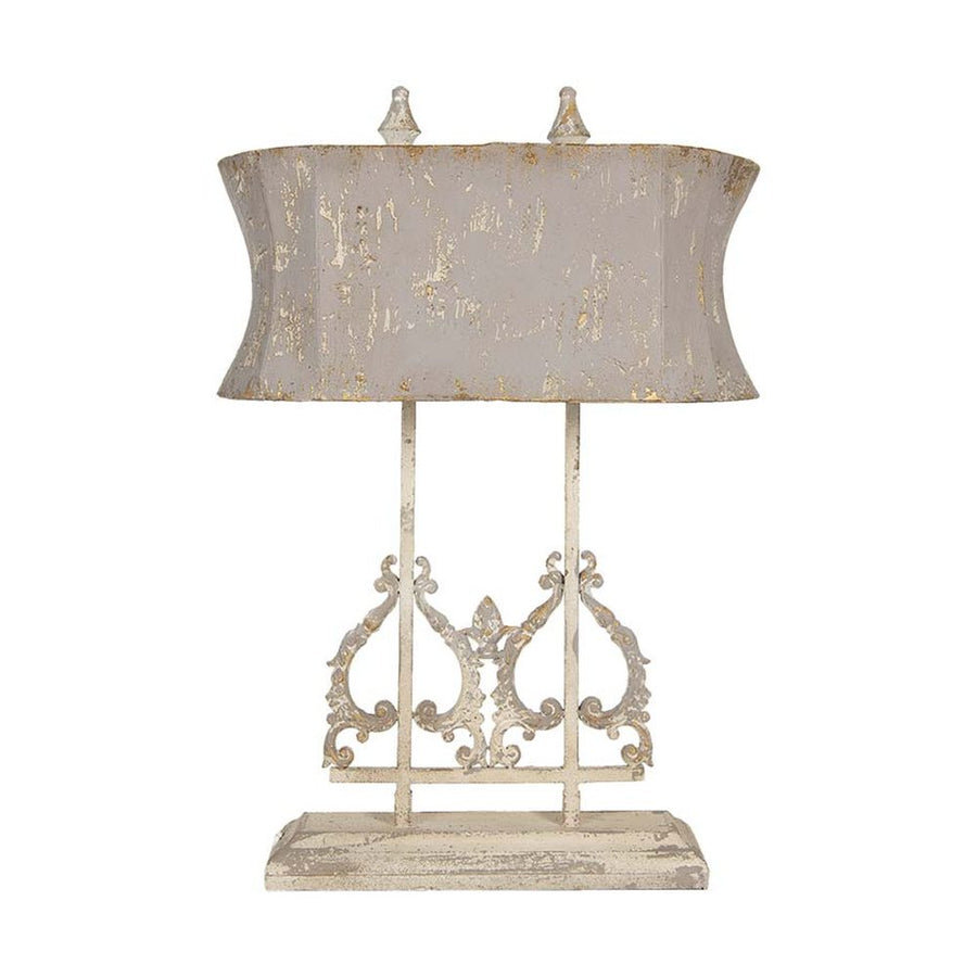 Prémium kategóriás, Shabby Chic stílusú, nagyméretű 74 cm magas, patinás asztali lámpa