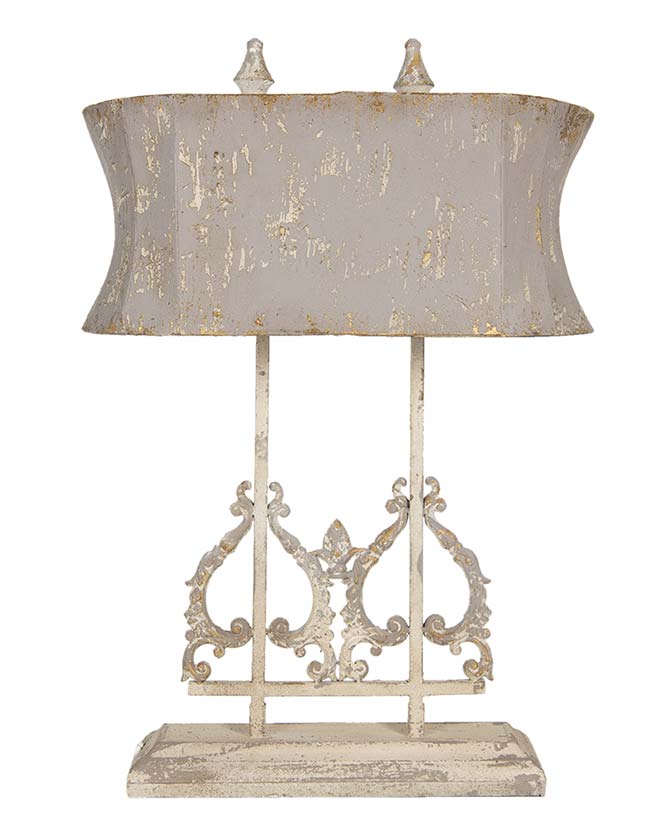 Prémium kategóriás, Shabby Chic stílusú, nagyméretű 74 cm magas, patinás asztali lámpa