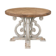 Prémium kategóriás, fenyőfából készül, 120 cm átmérőjű, provanszi stílusú díszes lábú étkezőasztal