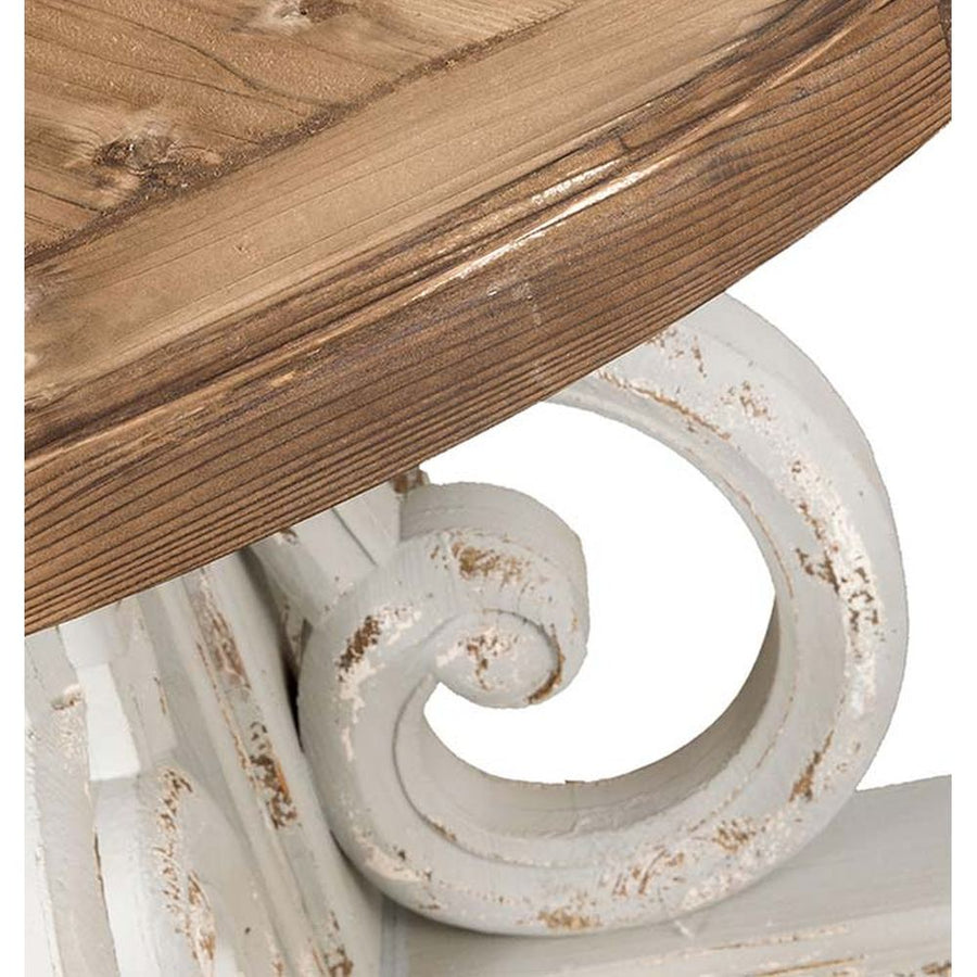 Prémium kategóriás, fenyőfából készül, 120 cm átmérőjű, provanszi stílusú díszes lábú étkezőasztal