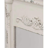 Shabby Chic stílusú, antik fehér színű, díszes fa falitükör